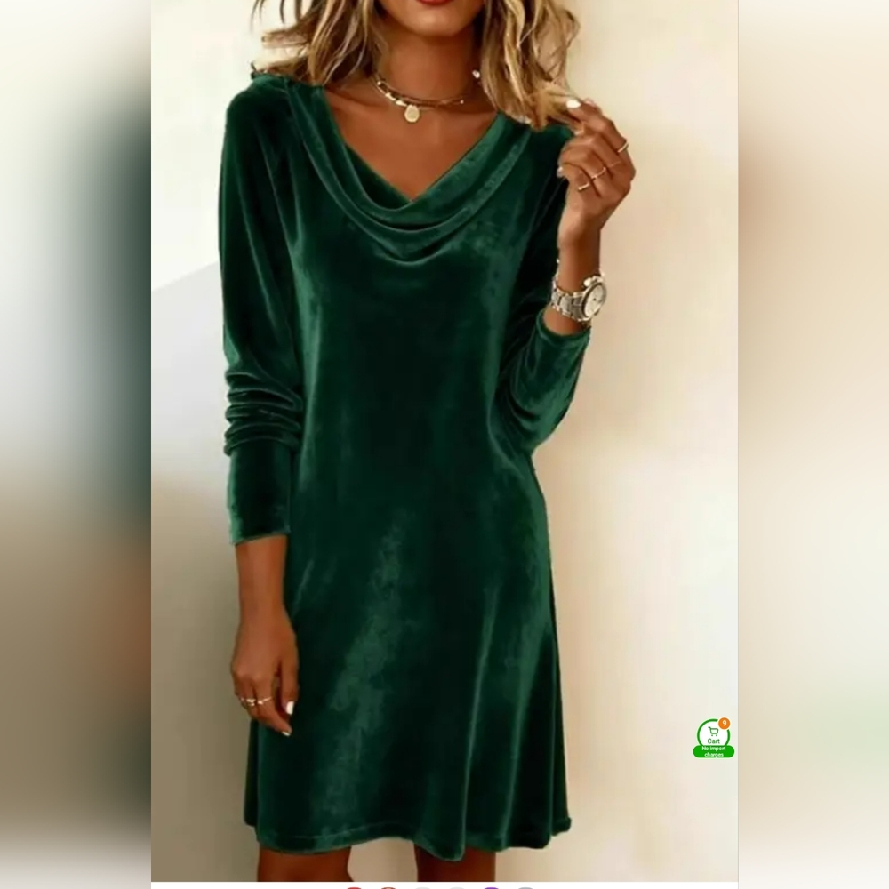 Elegant Green Velvet Dress